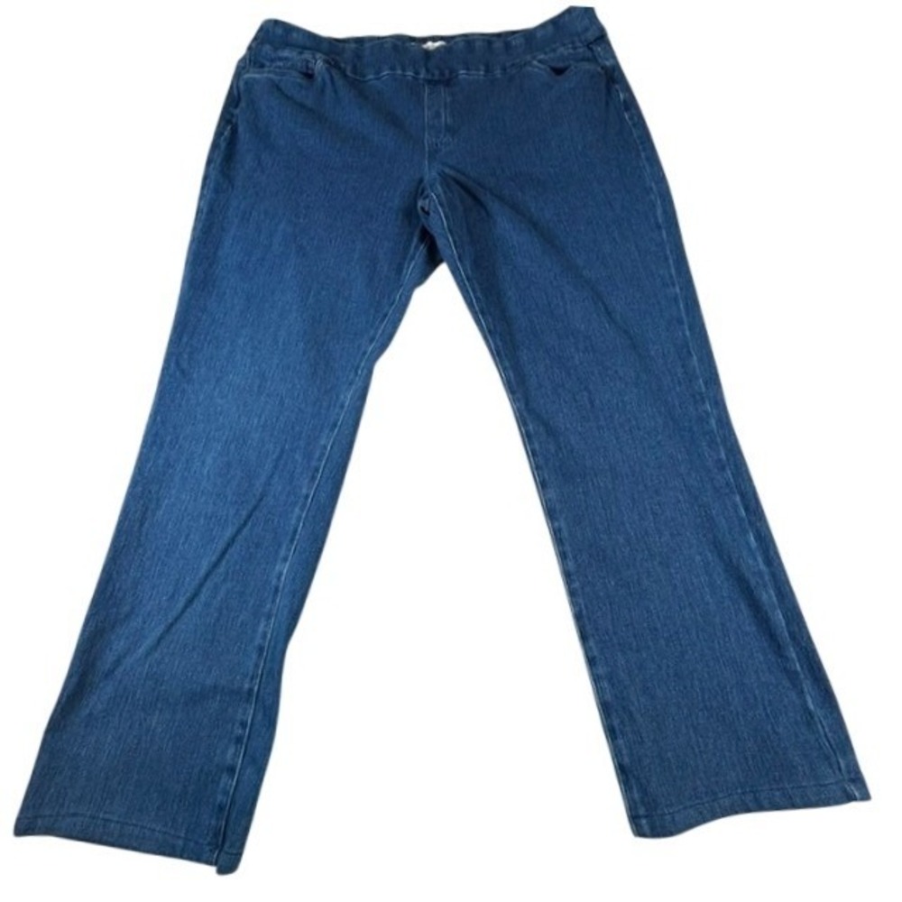 Coldwater Creek Women's Denim Blue Pull On Straight Leg Jeans 18 Stretch